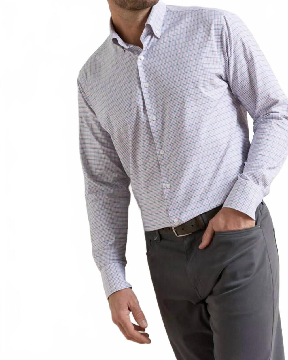 NEW PETER MILLAR casey performance twill sport shirt in navy